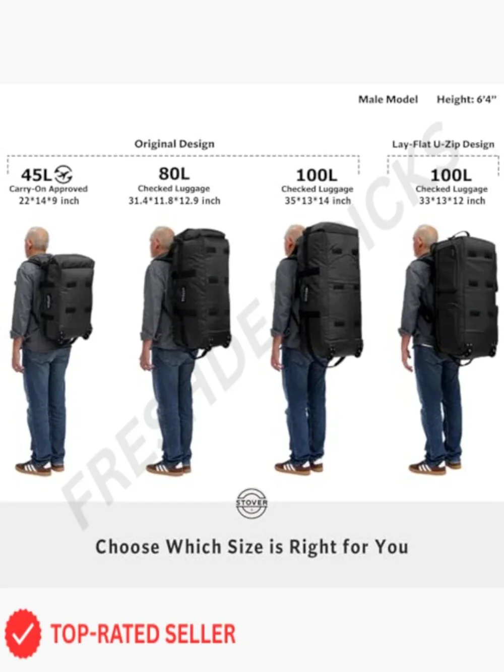 100L Rolling Duffel Bag with Wheels Heavy Duty Travel Luggage Backpack Straps